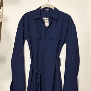Express Deep Blue Long Sleeve Dress